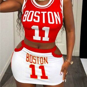 2 piece tank top and hollow out skirt